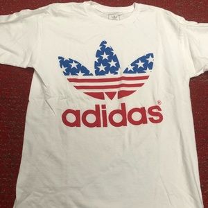 Vintage Adidas Leaf Logo American Flag Shirt